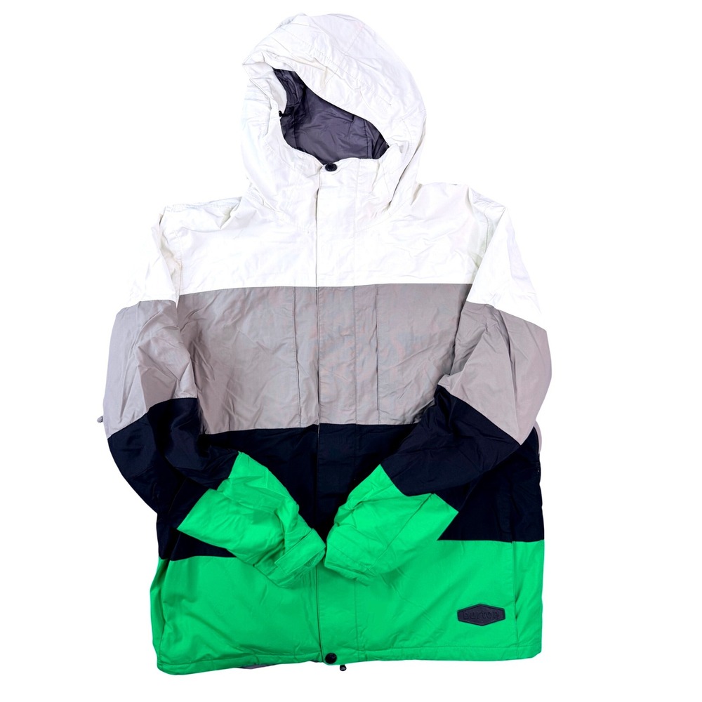 Burton DryRide Snowboard Jacket Mens XL Green White Hooded Insulated